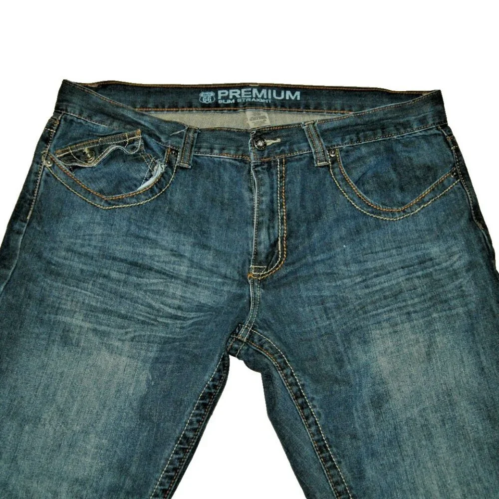 Vintage Route 66 Jeans Premium Men's 36x32 Slim Straight